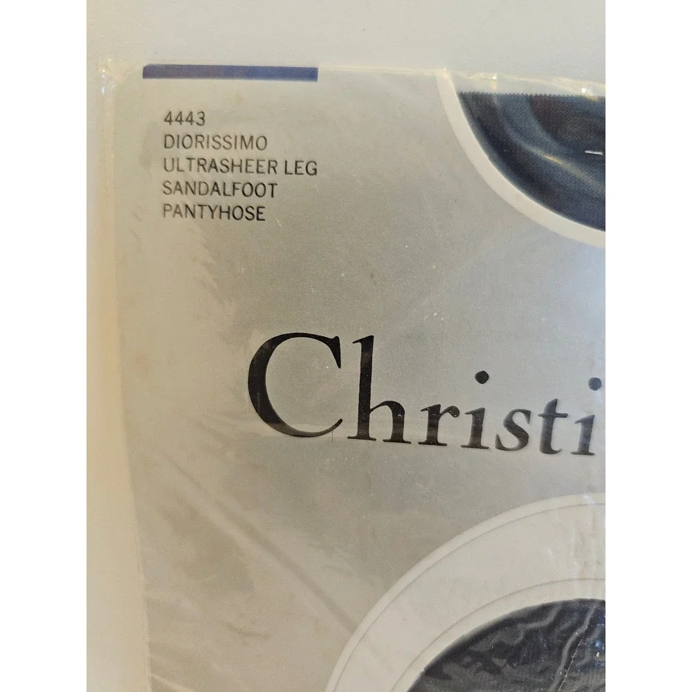 Vintage Christian Dior Diorissimo 4443 Ultrasheer Sandalfoot Pantyhose Navy Sz 2